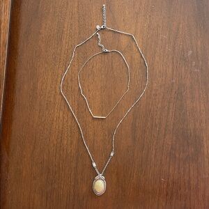 Bundle: Bar & Oval Pendant necklaces for layering